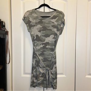 AERIE CAMO BODYCON MINI DRESS WITH TIE